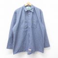 L★古着 レッドキャップ 長袖 ワーク シャツ メンズ 00年代 00s コットン 薄紺他 ネイビー ストライプ 25jun13 中古 トップス