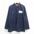 XL★古着 長袖 ワーク シャツ メンズ Burke 紺 ネイビー 25jun24 中古 トップス