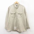 XL★古着 長袖 ワーク シャツ メンズ 大きいサイズ ボタンダウン ベージュ カーキ 25aug26 中古 トップス