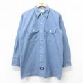 L★古着 ディッキーズ Dickies 長袖 シャンブレー シャツ メンズ 00年代 00s 薄紺 ネイビー 25sep01 中古 トップス