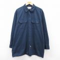 XL★古着 ディッキーズ Dickies 長袖 シャツ メンズ 00年代 00s 大きいサイズ ロング丈 紺 ネイビー 25sep18 中古 トップス