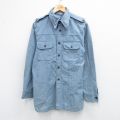 M★古着 長袖 ワーク シャツ メンズ 薄紺 ネイビー 25sep19 中古 トップス