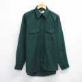 L★古着 長袖 ワーク シャツ メンズ 90年代 90s ロング丈 USA製 緑 グリーン 25oct02 中古 トップス