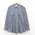 XL★古着 長袖 ワーク シャツ メンズ グレー他 ストライプ 25oct11 中古 トップス