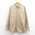 XL★古着 長袖 ワーク シャツ メンズ 80年代 80s 大きいサイズ ロング丈 ベージュ カーキ 25oct23 中古 トップス