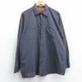 【20%OFF】XL★古着 レッドキャップ 長袖 ワーク シャツ メンズ 00年代 00s 濃グレー ストライプ 25oct27 中古 トップス