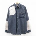 XL★古着 長袖 ハンティング シャツ メンズ 大きいサイズ ロング丈 コットン ツートンカラー 濃グレー系他 25oct31 中古 トップス