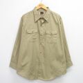 XL★古着 リー Lee 長袖 ワーク シャツ メンズ 70年代 70s 大きいサイズ ロング丈 USA製 ベージュ【spe】 25nov15
