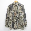 XL★古着 長袖 ハンティング シャツ メンズ 90年代 90s ロング丈 USA製 薄緑他 迷彩 25nov15