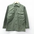 M★古着 長袖 ミリタリー シャツ メンズ 70年代 70s コットン 濃緑【spe】 25nov28
