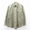 XL★古着 オービス 長袖 ハンティング シャツ メンズ 00年代 00s 大きいサイズ ロング丈 コットン 薄緑系 25nov28