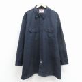 XL★古着 ディッキーズ 長袖 ワーク シャツ メンズ 大きいサイズ ロング丈 紺 25dec10
