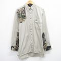 L★古着 長袖 ハンティング シャツ メンズ 90年代 90s モッシーオーク コットン ボタンダウン USA製 ベージュ他 26jan19