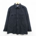 XL★古着 ブラウアー Blauer 長袖 ワーク シャツ メンズ 90年代 90s ロング丈 USA製 濃紺 26jan19