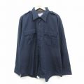 XL★古着 長袖 ワーク シャツ メンズ 90年代 90s 大きいサイズ USA製 濃紺 26jan19
