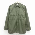 L★古着 長袖 ミリタリー シャツ メンズ 80年代 80s ユーティリティ USA製 緑【spe】 26jan31