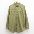L★古着 長袖 ボーイスカウト シャツ メンズ 80年代 80s コブラ ロング丈 USA製 緑系 26jan31