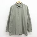 XL★古着 長袖 ミリタリー シャツ メンズ ロング丈 緑 26jan31