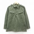 L★古着 長袖 ミリタリー シャツ メンズ ブルガリア軍 緑 26feb17