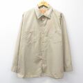 XL★古着 長袖 ワーク シャツ メンズ 80年代 80s ベージュ 26feb24