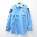 L★古着 長袖 ワーク シャツ メンズ セキュリティ 薄紺 26feb24