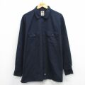 XL★古着 ディッキーズ 長袖 ワーク シャツ メンズ 大きいサイズ 濃紺 26feb25