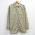 XL★古着 ディッキーズ 長袖 ワーク シャツ メンズ 大きいサイズ ロング丈 ベージュ 26feb25