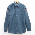 XL★古着 長袖 ワーク シャツ メンズ セキュリティ 紺系 26feb25