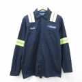 XL★古着 CINTAS 長袖 ワーク シャツ メンズ JONES HEARTZ リフレクター 紺他【spe】 26feb26