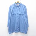 XL★古着 ディッキーズ 長袖 ワーク シャツ メンズ 00年代 00s 大きいサイズ ロング丈 薄紺 26feb26