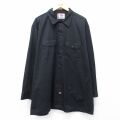 XL★古着 ディッキーズ 長袖 ワーク シャツ メンズ 大きいサイズ ロング丈 黒 26feb26