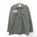 L★古着 長袖 ミリタリー シャツ メンズ 90年代 90s ドイツ軍 濃緑 26mar07