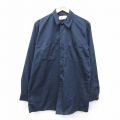 XL★古着 長袖 ワーク シャツ メンズ 90年代 90s USA製 紺 26mar07