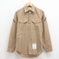 M★古着 長袖 ミリタリー シャツ メンズ 90年代 90s USA製 ベージュ 26mar11