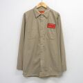 XL★古着 レッドキャップ 長袖 ワーク シャツ メンズ 00年代 00s NYS THRUWAY 大きいサイズ ロング丈 ベージュ【spe】 26mar14