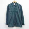 XL★古着 ディッキーズ 長袖 ワーク シャツ メンズ 緑系 26mar14