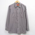 L★古着 レッドキャップ 長袖 ワーク シャツ メンズ ARIZONA ロング丈 グレー系 26mar14