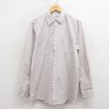 L★古着 長袖 ワーク シャツ メンズ 90年代 90s USA製 グレー他 ストライプ 26mar18