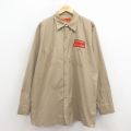 XL★古着 レッドキャップ 長袖 ワーク シャツ メンズ 00年代 00s THRUWAY 大きいサイズ ロング丈 ベージュ 26mar18