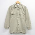XL★古着 ディッキーズ 長袖 ワーク シャツ メンズ 90年代 90s コットン ベージュ 26mar27