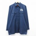 XL★古着 レッドキャップ 長袖 ワーク シャツ メンズ 00年代 00s AMPHI THEATER ロング丈 紺 26apr02