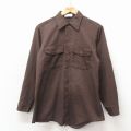 M★古着 ディッキーズ 長袖 ワーク シャツ メンズ 90年代 90s 茶【spe】 26apr04