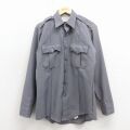 L★古着 長袖 ワーク シャツ メンズ 80年代 80s USA製 濃グレー 26apr15