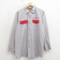 L★古着 レッドキャップ 長袖 ワーク シャツ メンズ 90年代 90s ポルシェ USA製 グレー 26apr15