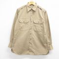 50s マチ付きミリタリーシャツ ベージュ L | 古着