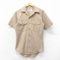 S★古着 半袖 ミリタリー シャツ メンズ 開襟 オープンカラー USA製 ベージュ カーキ 25apr21 中古 トップス
