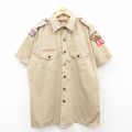 90s 半袖シャツ ワッペン ベージュ L | 古着
