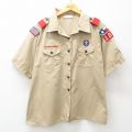 XL★古着 半袖 ボーイスカウト シャツ レディース 大きいサイズ ベージュ カーキ 25jun05 中古 メンズ トップス
