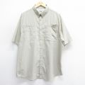 XL★古着 コロンビア COLUMBIA 半袖 フィッシング シャツ メンズ PFG ロング丈 ボタンダウン ベージュ カーキ 内側メッシュ 25jun16 中古 トップス