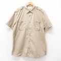 XL★古着 ラルフローレン Ralph Lauren デニムアンドサプライ 半袖 ブランド ワーク シャツ メンズ マチ付き ロング丈 コットン ベージュ カーキ 【spe】 25jun27 中古 トップス